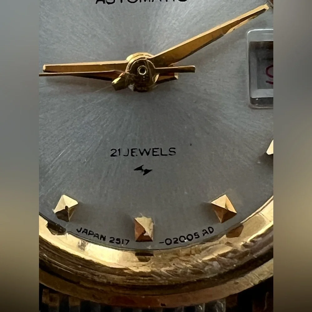Seiko Rare Vintage Gold Plated Automatic Ladies Watch 21 Jewels Silver Dial Date